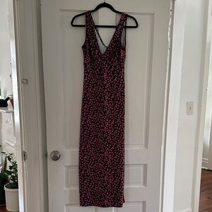 Floral Sleeveless Dress - Black and Pink